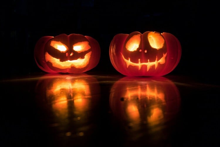 Geschnitzte Kürbisse als Dekoration zu Halloween